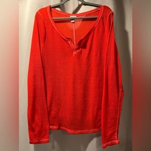 Mossimo Supply Co Women’s Long Sleeve Waffle Knit Shirt, EUC - bright red - XXL